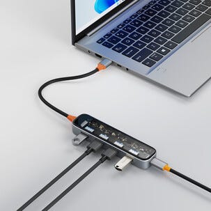 Deltaco USB-A hub med 4 portar, transparent, UH-736