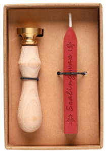 Lacksigill, sigillstämpel med krans och röd lackstång