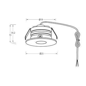 Designlight Mini downlight LED 1,2 W 3000 K 25 mm