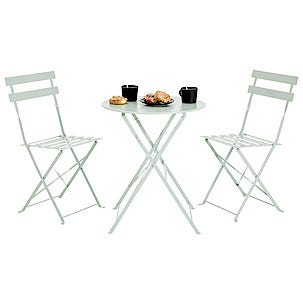 Caféset metall, ljusgrön