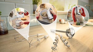 Bosch Ergomixx håndmikser med visper og deigkroker, 750 W