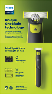 Philips OneBlade Face and Body QP2824/20, elektrisk rakhyvel