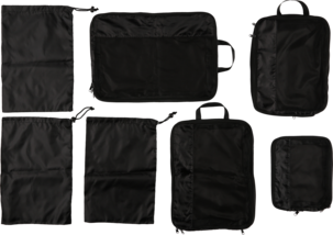 Packkuber och skopåsar reseförvaring, svarta, 7-pack
