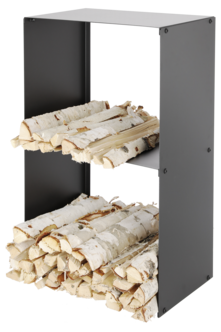 Korkea halkoteline sisälle, mustaa metallia 69,5 cm