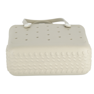Strandväska plast med hålmönster, beige