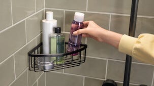 Tesa Aluxx Suihkuhylly yksitasoinen, itsekiinnittyvä, musta