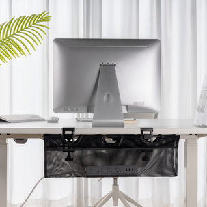 Kabelhållare skrivbord, kabelgömma med klämfäste, svart