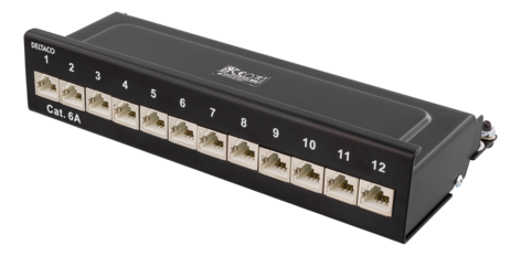 Patchpanel 12xRJ45-portar, Deltaco PAN-213