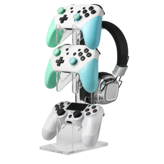 Exibel ställ för handkontroller och headset 4-i-1, transparent