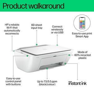 HP DeskJet 2810e Instant Ink trådlös färgskrivare, scanner, WiFi