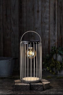 Northlight solcellelykt kurvlykt sylinder, grå