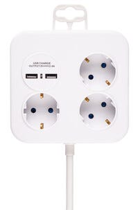 Grenuttag med USB-laddare 3-vägs