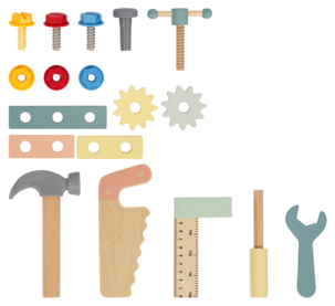 Arbetsbänk barn i trä, 46 delar, från 3 år