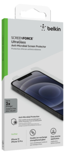Skärmskydd för iPhone 12 / 12 Pro Belkin ScreenForce UltraGlass Anti-Microbial