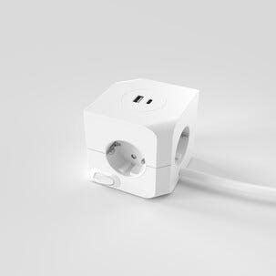 Cube Jatkojohto kuutio, USB-A, USB-C ja virtakytkin