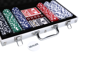 Texas Hold'em pokersett med koffert, 300 sjetonger