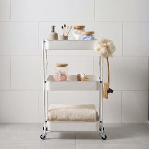 Rullvagn med lådor, badrum och kök, hopfällbar