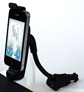 Bilhållare med laddning för iPhone/iPod