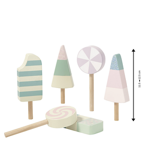 Pinnglassar och godisklubbor i trä, 6-pack