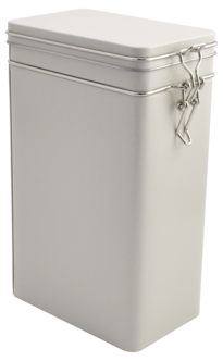 Kaffeburk, fyrkantig plåtburk med tätslutande lock