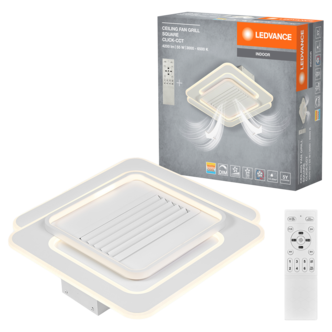 Ledvance fyrkantig LED-takfläkt 55 W, vit