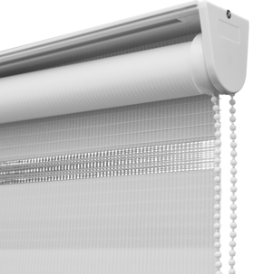 Rullgardin Dag & Natt, skruvfri med kulkedja, vit