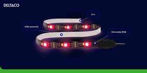 Deltaco smart LED-list med RGB och USB, 2 m
