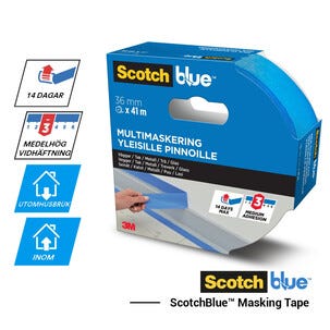 ScotchBlue blå maskeringsteip utendørs, smal, 24 mm × 41 m