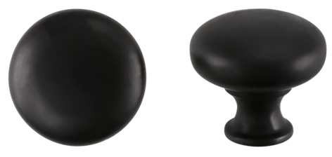 Rund knopp, svart smide