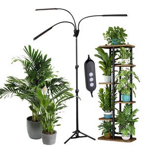 Kasvivalo LED, 3 haaraa, säädettävä jalusta, musta