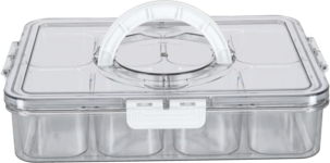 Snackslåda med 8 fack och bärhandtag