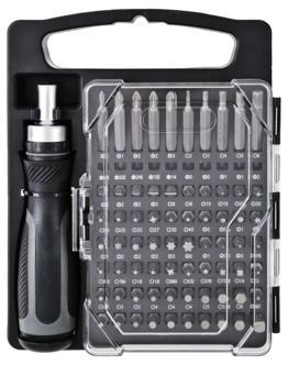 Ruuvimeisseli räikällä ja ruuvauskärjet, 71 osaa