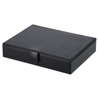 Korurasia miehelle, kannellinen korulaatikko, pinottava, musta