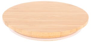 Bambukansi pyöreään lasiseen eväsrasiaan