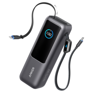 Anker Power Bank 25K 165 W, inbyggda USB-C-kablar