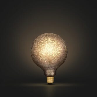 Dimbar globlampa LED E27 krakelerad 125 mm, grå