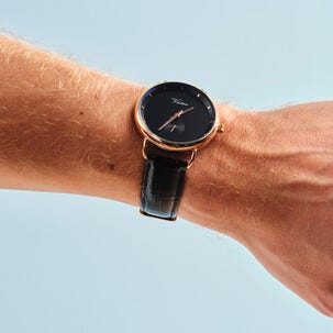 Virtue armbåndsur analogt, svart og roségull