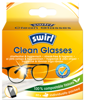 Rengöringsservetter för glasögon Swirl 30-pack