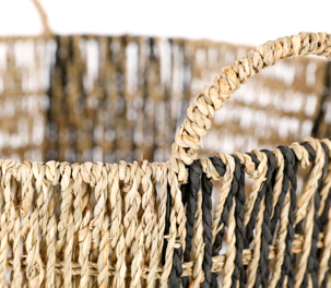 Förvaringskorg med handtag natur/svart, 35 cm