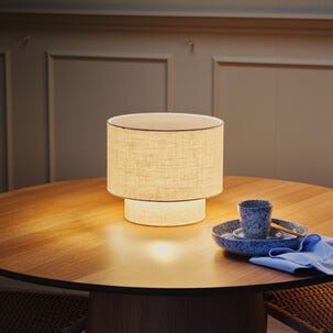 Northlight Didrik bordlampe mini, lin og metall 25,5 cm