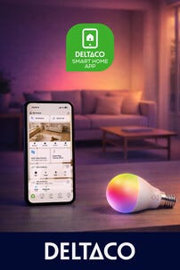 Deltaco Smart Home RGB LED-lampa E27 WiFi, 9 W
