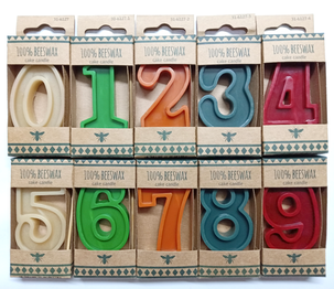 Tårtljus av bivax, siffror