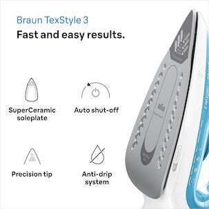 Braun TexStyle 3 Höyrysilitysrauta SI 3053, sininen