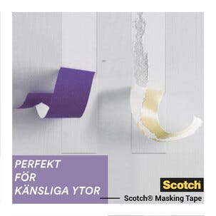 Scotch gul maskeringsteip for ømtålige overflater, 24 mm × 41 m