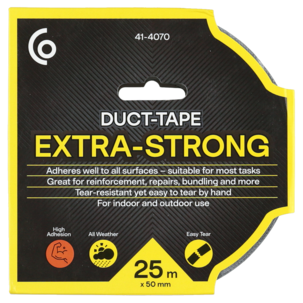 Vävtejp X-Power, svart silvertejp, 50 mm x 25 m