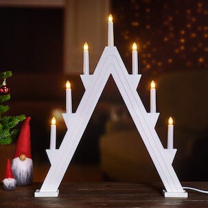 Adventsljusstake Northlight Djura, trä, 7 ljus, vit