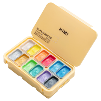 HIMI Twin Cup Guassimaalit metallic rasiassa, 12 kpl