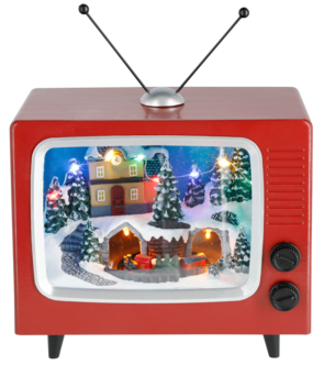 Juleby, tv med lys og musikk