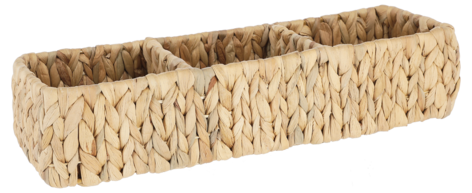 Flätad förvaringskorg vattenhyacint natur, 3 fack
