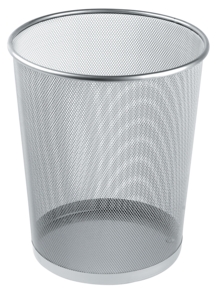 Papirkurv i sølvfarget metall